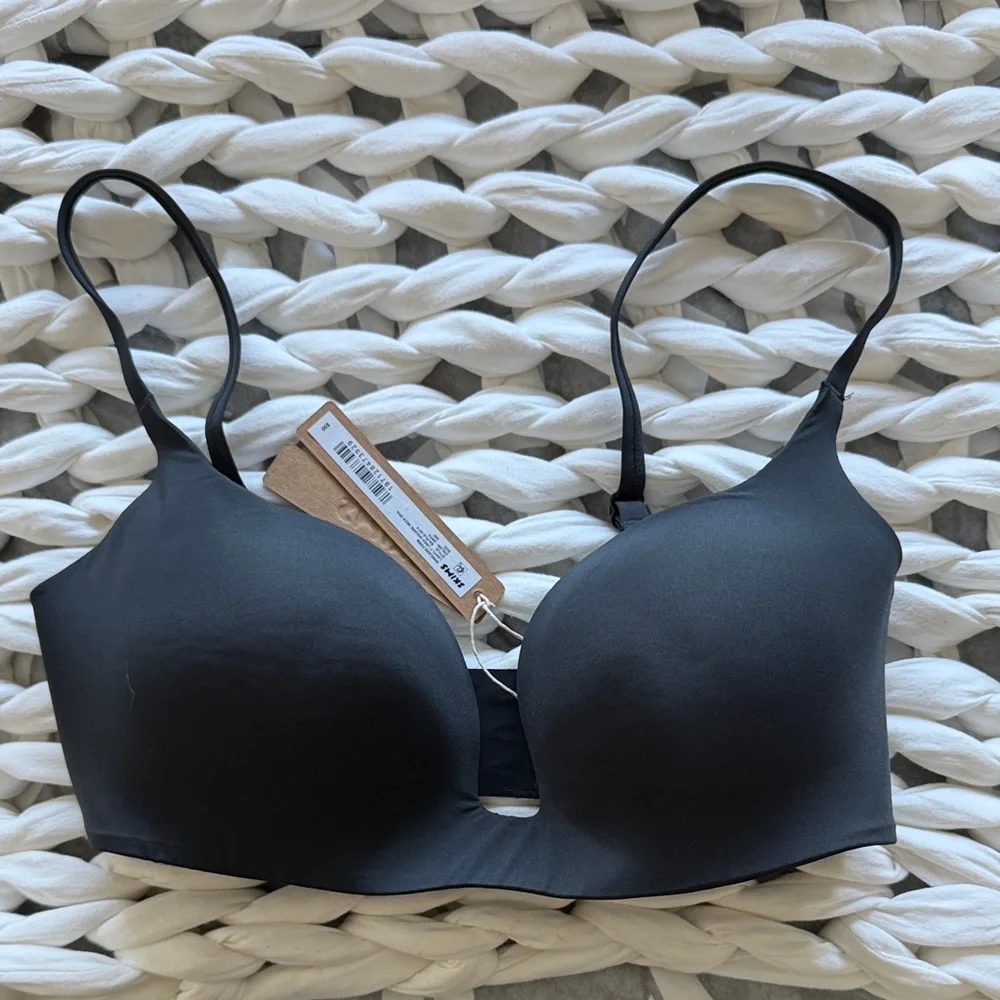 NWT SKIMS WIRELESS FORM Lightly Lined Square Neck BRA 34D NWT Onyx - Picture 2 of 3